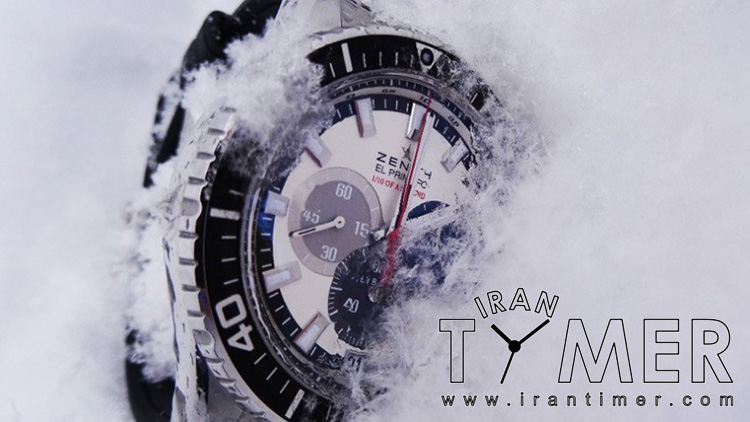 زنیس یخ سرد سرما آزمایش مقاوم zenith el primero stratos flyback striking 10th felix baumgartner